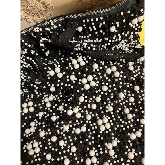 Vtg Boho Hippie Beaded Shoulder Handbag, Blk/Wht Beads, Made in Hong Kong - Picture 7 of 9